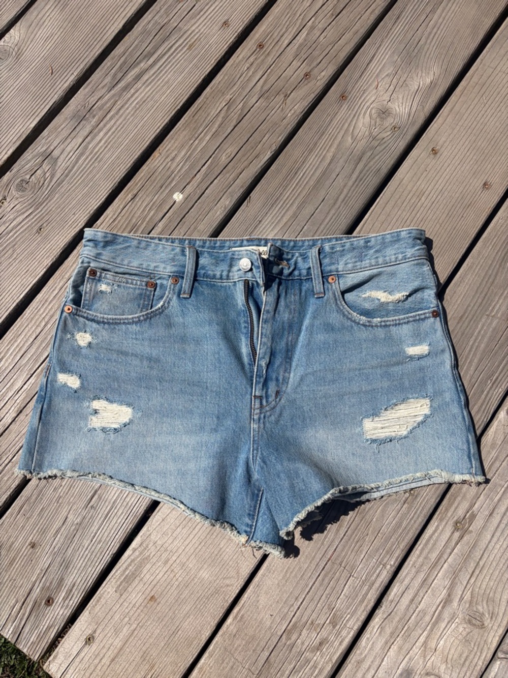 Madewell Light Blue Distressed Denim Cutoff Shorts
